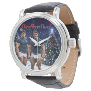 SlipperyJoe's gloeiende kerstbomen twee gespierde Horloge