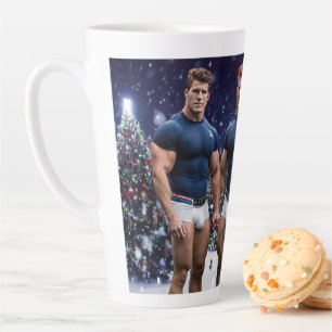SlipperyJoe's gloeiende kerstbomen twee gespierde Latte Mok