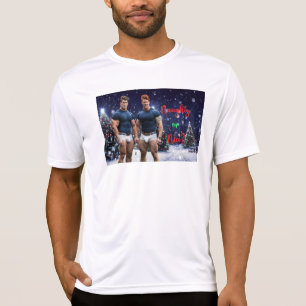 SlipperyJoe's gloeiende kerstbomen twee gespierde T-shirt