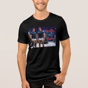 SlipperyJoe's gloeiende kerstbomen twee gespierde Tri-Blend Shirt