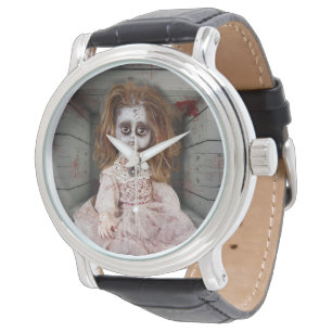 SlipperyJoe's griezelige pop bleke gezicht griezel Horloge
