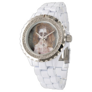 SlipperyJoe's griezelige pop bleke gezicht griezel Horloge