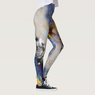 SlipperyJoe's grijswaarde gespierde mannenfiguur g Leggings