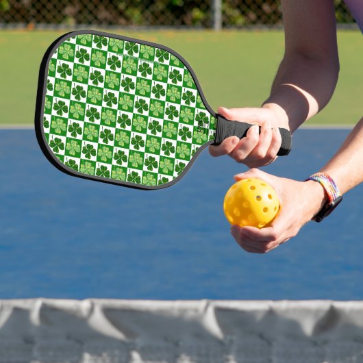 SlipperyJoe's groene vierbladige klaver Saint Patr Pickleball Paddle (Insitu)
