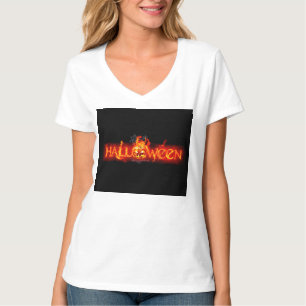 SlipperyJoe's Halloween enorm lettertype in vuur T-shirt