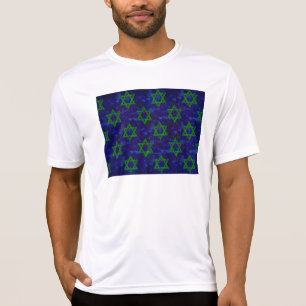 SlipperyJoe's Hanukka groene rijen Davidssterren c T-shirt