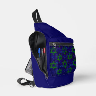 SlipperyJoe's Hanukkah groene rijen Davidssterren Sling Bag