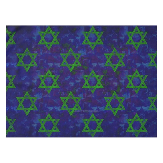 SlipperyJoe's Hanukkah groene rijen Davidssterren  Tafelkleed (Voorkant (Horizontaal))