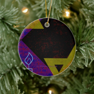 SlipperyJoe's Hanukkah-thema afbeelding goudgeel Keramisch Ornament