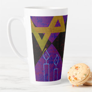 SlipperyJoe's Hanukkah-thema afbeelding goudgeel Latte Mok