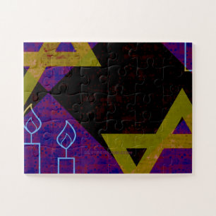 SlipperyJoe's Hanukkah-thema afbeelding goudgeel Legpuzzel