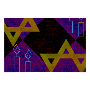 SlipperyJoe's Hanukkah-thema afbeelding goudgeel  Perfect Poster