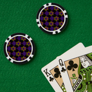 SlipperyJoe's Hanukkah-thema afbeelding goudgeel Poker Chips