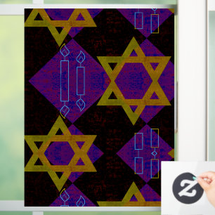 SlipperyJoe's Hanukkah-thema afbeelding goudgeel  Raamsticker