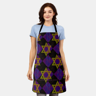 SlipperyJoe's Hanukkah-thema afbeelding goudgeel  Schort