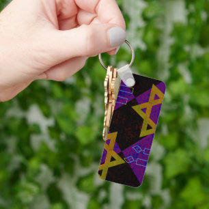 SlipperyJoe's Hanukkah-thema afbeelding goudgeel  Sleutelhanger