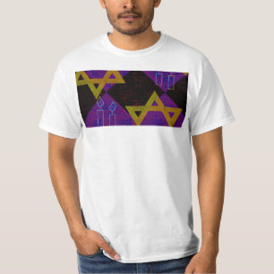 SlipperyJoe's Hanukkah-thema afbeelding goudgeel T-shirt