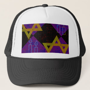 SlipperyJoe's Hanukkah-thema afbeelding goudgeel Trucker Pet