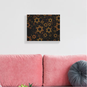 SlipperyJoe's Hanukkah-thema Ster David artistiek Canvas Afdruk