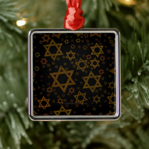 SlipperyJoe's Hanukkah-thema Ster David artistiek Metalen Ornament