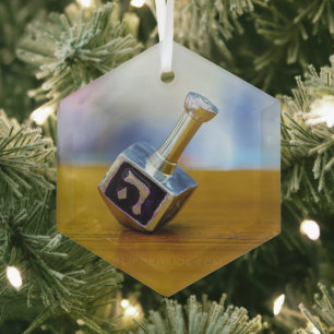 SlipperyJoe's Happy Chanoeka vierzijdig draaiend Glas Ornament