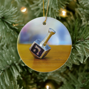 SlipperyJoe's Happy Chanoeka vierzijdig draaiend Keramisch Ornament