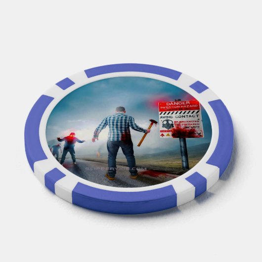 SlipperyJoe's Happy Halloween dode zombies eng b Poker Chips (Enkel)