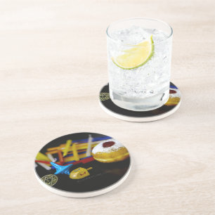 SlipperyJoe's Happy Hanukkah Star of David munt me Zandsteen Onderzetter