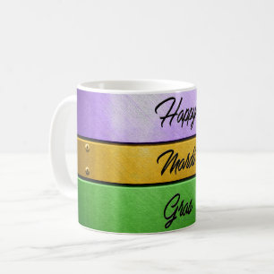 SlipperyJoe's Happy Mardi Gras paarse gouden groen Koffiemok