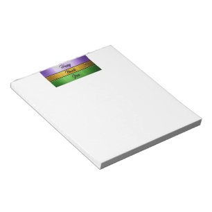 SlipperyJoe's Happy Mardi Gras paarse gouden groen Notitieblok