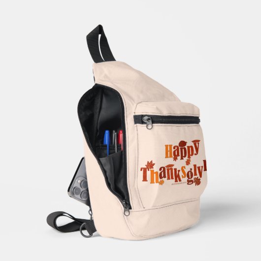 SlipperyJoe's Happy Thanksgiving herfstbladeren Sling Bag (Open)