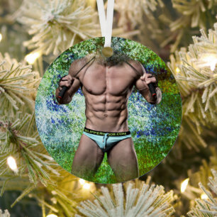 SlipperyJoe's hoog gespierde volwassen man zonder Metalen Ornament