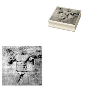 SlipperyJoe's hoog gespierde volwassen man zonder Rubberstempel