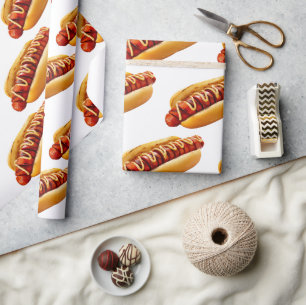 SlipperyJoe's hotdog genesteld zacht broodje leven Cadeaupapier