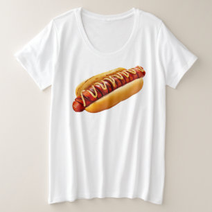 SlipperyJoe's hotdog genesteld zacht broodje leven Grote Maat T-shirt