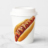 SlipperyJoe's hotdog genesteld zacht broodje leven Papieren Bekers (Voorkant)