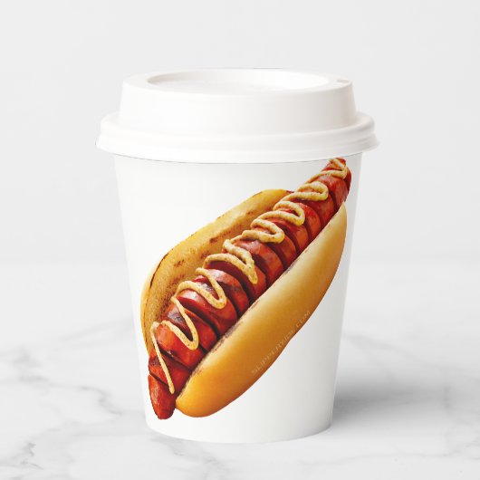 SlipperyJoe's hotdog genesteld zacht broodje leven Papieren Bekers (Voorkant)