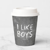 SlipperyJoe's I Like Boys vuile krijtbord donker t Papieren Bekers (Achterkant)