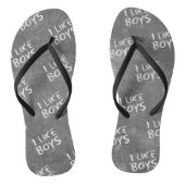 SlipperyJoe's I Like Boys vuile krijtbord donker t Teenslippers (Voetbed)