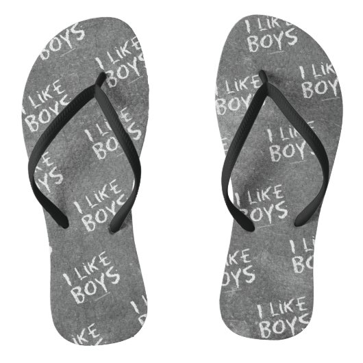 SlipperyJoe's I Like Boys vuile krijtbord donker t Teenslippers (Voetbed)