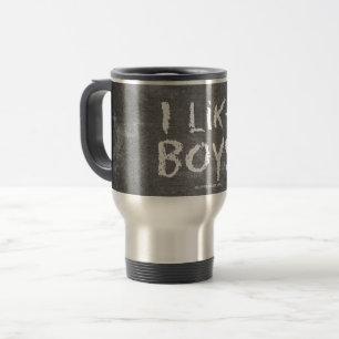 SlipperyJoe's I Like Boys vuile krijtbord donkere Reisbeker