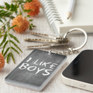 SlipperyJoe's I Like Boys vuile krijtbord donkere Sleutelhanger