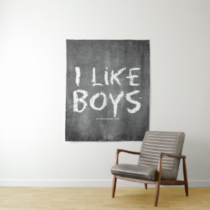 SlipperyJoe's I Like Boys vuile krijtbord donkere Wandkleed