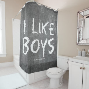 SlipperyJoe's I Like Boys vuile schoolbord donkere Douchegordijn
