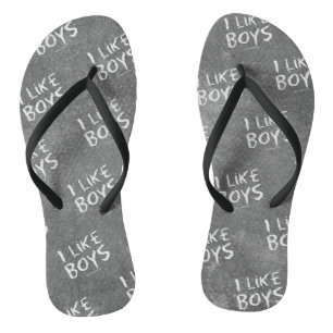 SlipperyJoe's I Like Boys vuile schoolbord donkere Teenslippers