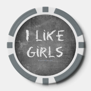 SlipperyJoe's I Like Girls vuil krijtbord donker Poker Chips