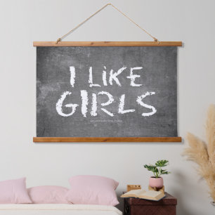 SlipperyJoe's I Like Girls vuile krijtbord donkere Hangend Wandkleed