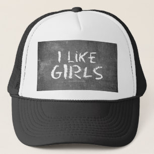 SlipperyJoe's I Like Girls vuile krijtbord donkere Trucker Pet