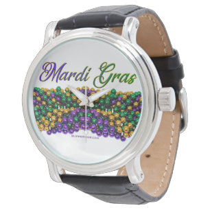 SlipperyJoe's iconische Mardi Gras-thema afbeeldin Horloge