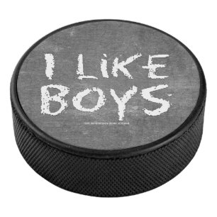 SlipperyJoe's ik hou van Boys vuile karton schrijv Hockey Puck